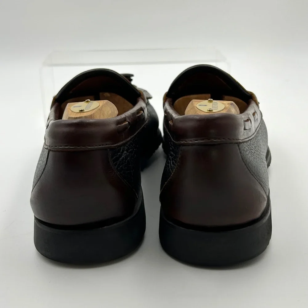 Allen Edmonds Nashua Loafers 9.5 Black Brown Tassel Kiltie Pebble Grain Preppy‎